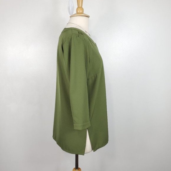 Linea by Louis Dell'Olio Green Button Up Top Blouse Size M - Picture 6 of 13